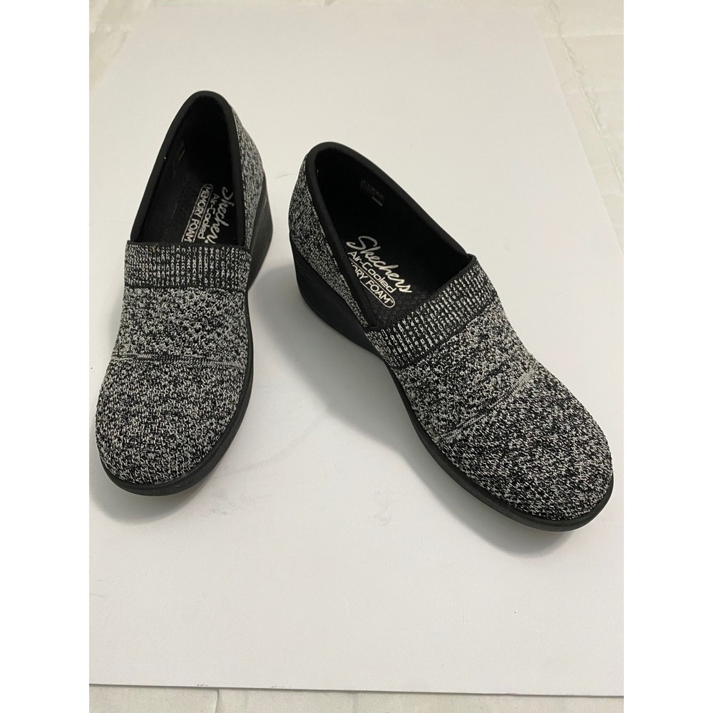 Skechers Comfortcore Cali Rumblers Modern Maze Women 8 Black White Wedge Slip On - Picture 2 of 6